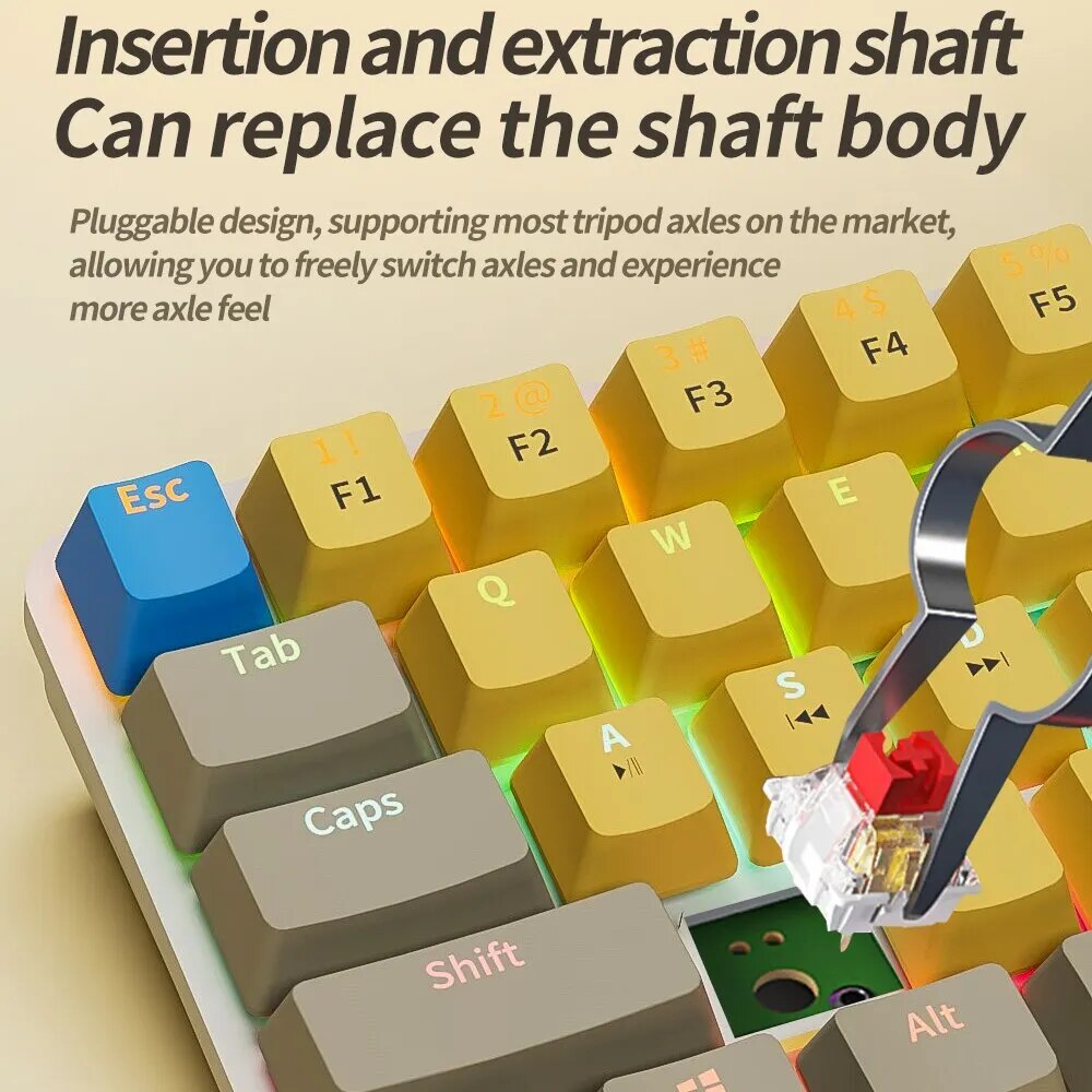 MUCAI 61 Key USB Wired Mechanical Keyboard LED Backlit Axis Gaming Mechanical Keyboard Gateron Optical Switches For Desktop. 