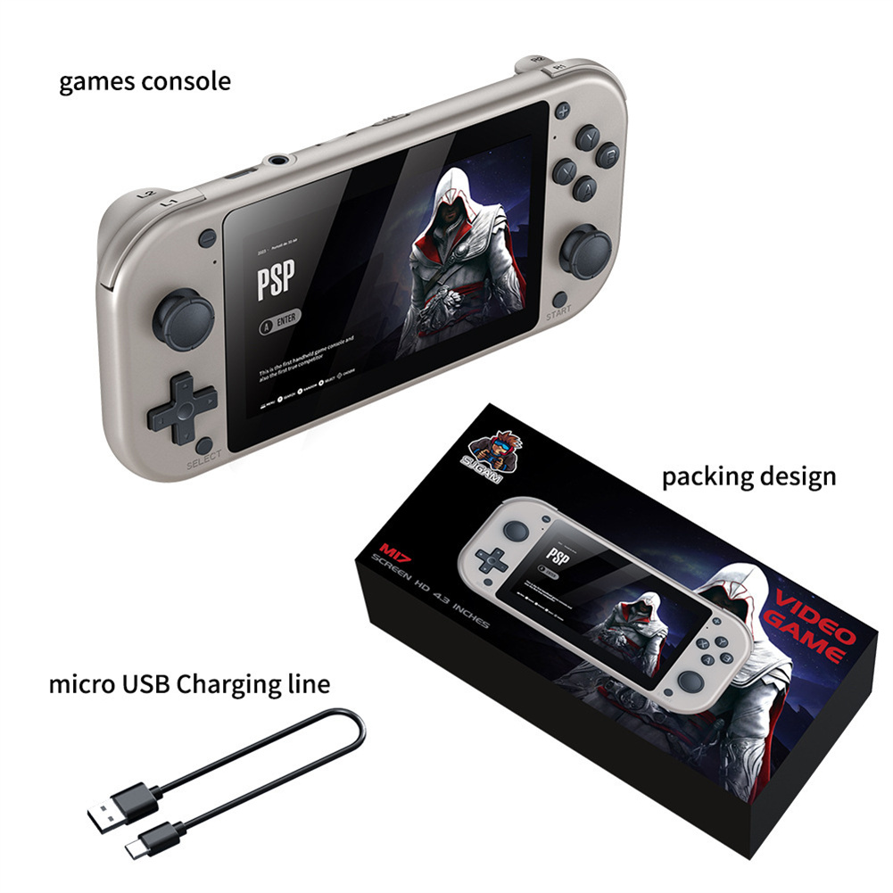Qiunery 4.3 Inch Video Game Console With Built In 20000+ Games Games 1500MAH Battery Game Console 4K HD Video Nostalgic Game Controller 3D Joystick Console For Kids Men Women. 