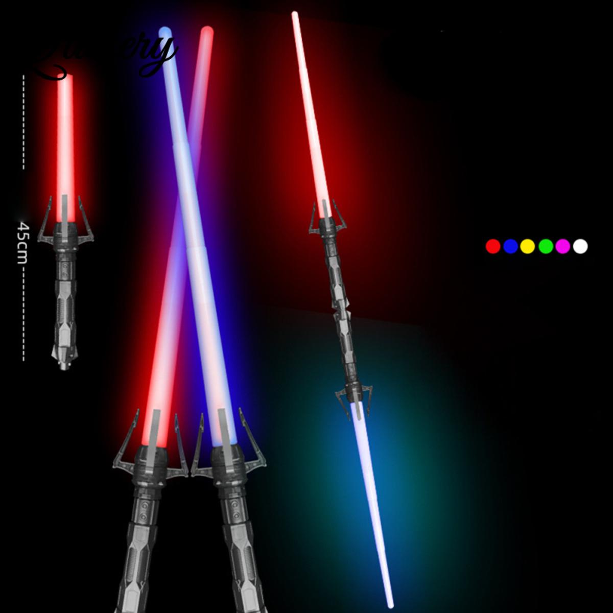 2-in-1 Children Telescopic Sword Color-changing Flashing Stick Led Light Sword Set For Role-playing/acting
