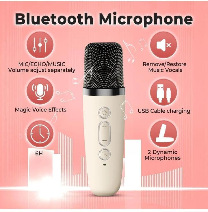 K12 Speaker Bluetooth Wireless Karaoke Mic Multi-Compatibility Modes, Rgb Lights. 
