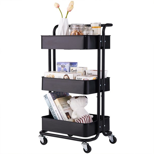 3 Layer Kitchen Cabinet Kitchen Rack Kitchen Trolley Kitchen Storage Rack Dapur Rack Memasak Beroda With Wheels Durable: Organize Your Kitchen Efficiently. 
