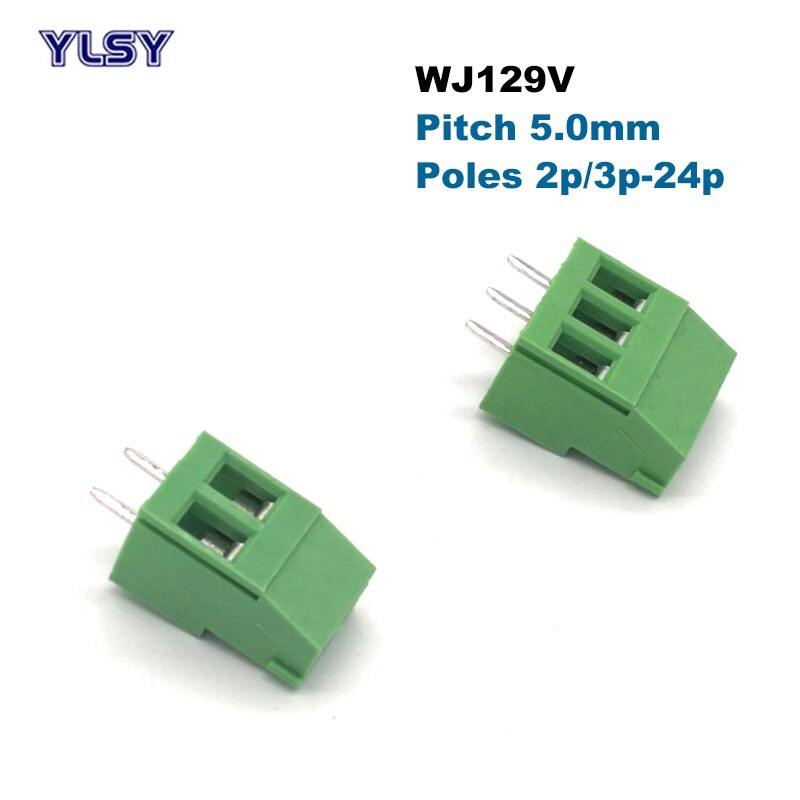 5Pcs Pitch 5.0mm Screw Terminal Block Wire Connector Straight Right Angle Pin 2/3P Morsettiera Cable 1.5/2.5mm2 10-20A. 