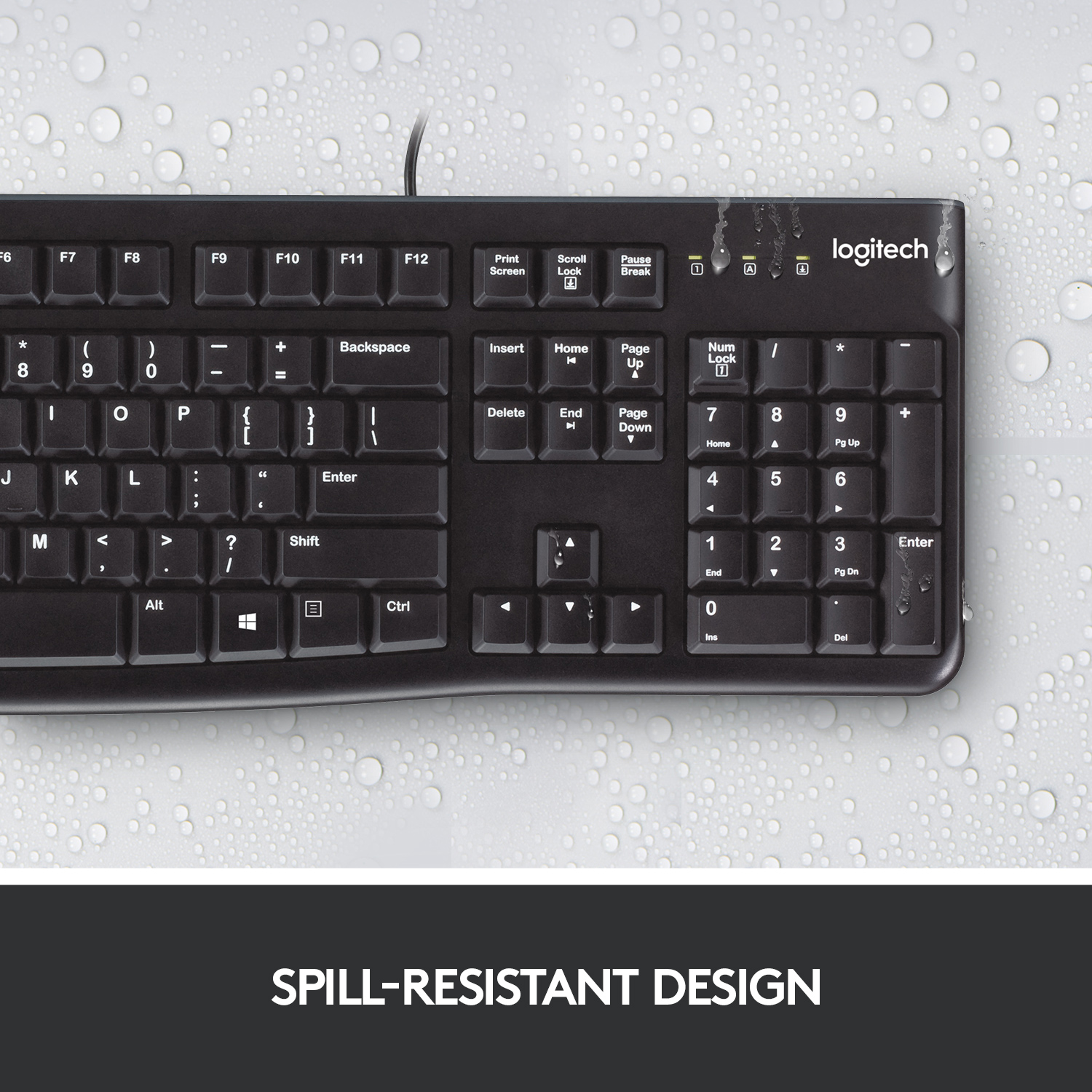 Logitech K120 Wired Keyboard for Windows, USB Plug-and-Play, Full-Size, Spill Resistant, Curved Space Bar PC/Laptop - Black - Keyboard - Keyboard. 