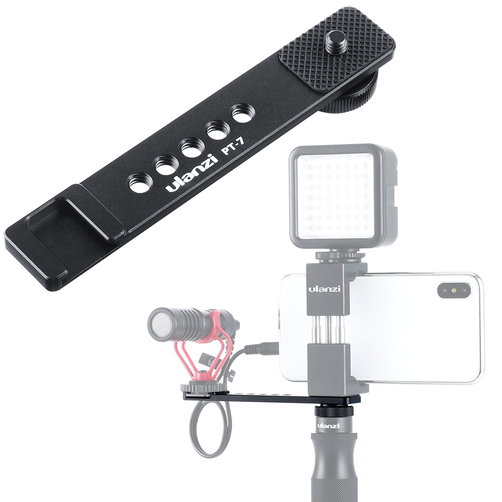 Ulanzi Pt-7 Cold Shoe Stand Bracket Vlogging Microphone Extension Plate With 1/4 Inch Tripod Screw. 