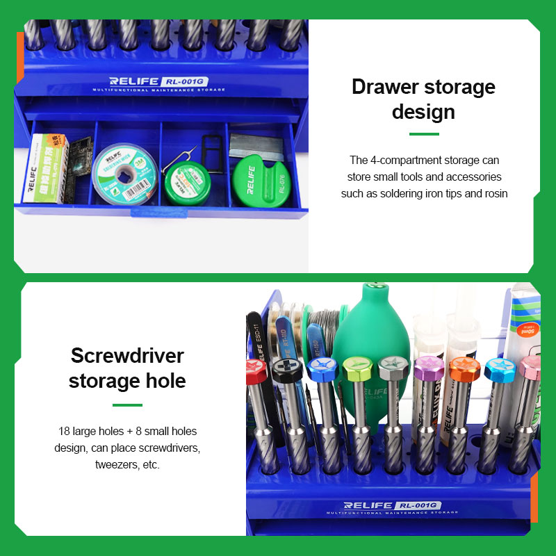 RELIFE RL-001G Multifunction Tool Storage Box Large Capacity Portable Mobile Phone Repair Tools Storage Box Organizer. 