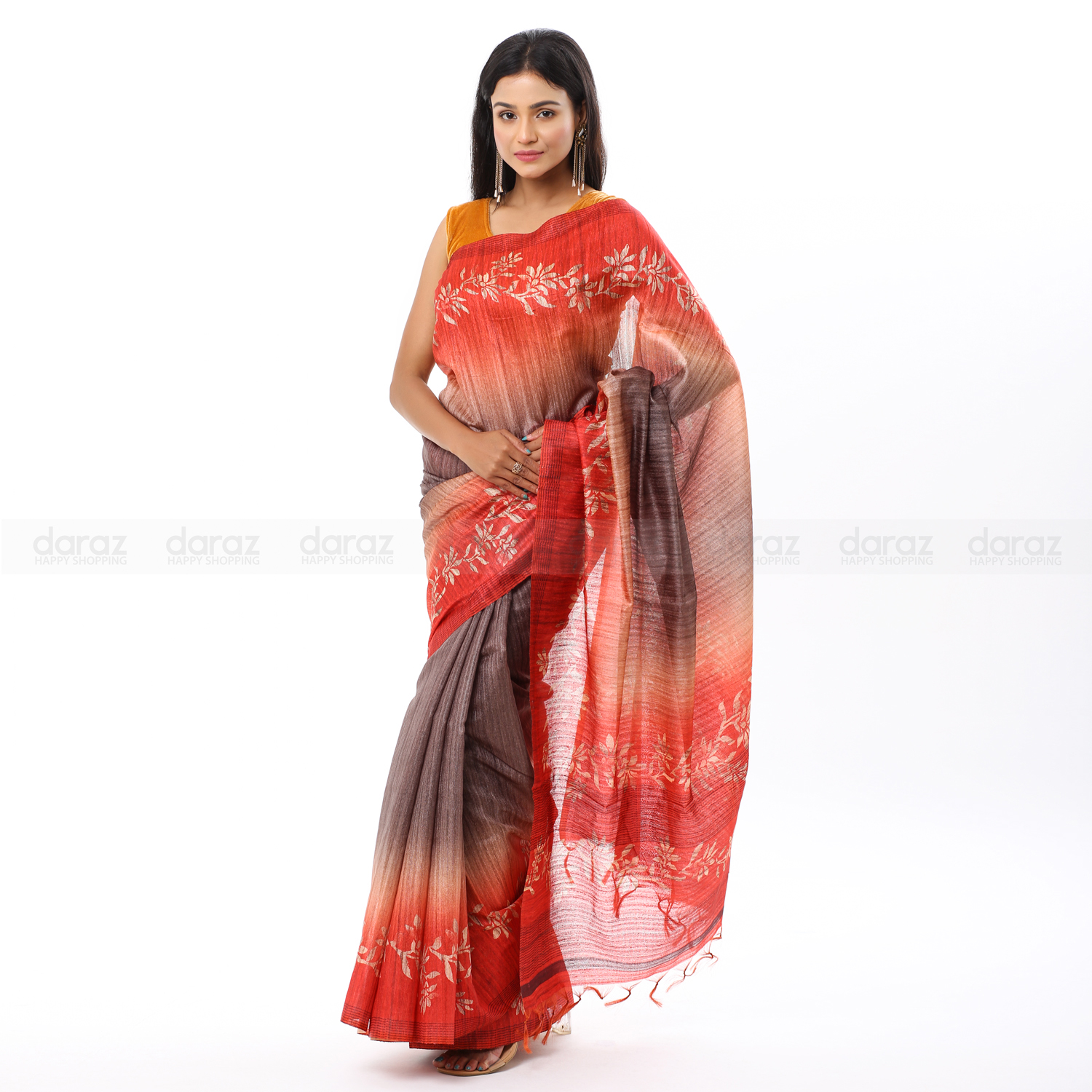 Tossor Silk Jari Print Fabric. 