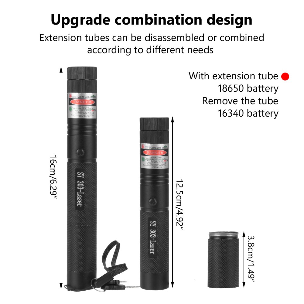【2023】 Distress signal lamp Powerful visible 5000m 532nm Green 650nm Red Sight Military pointer Powerful Adjustable Focus pen Head. 