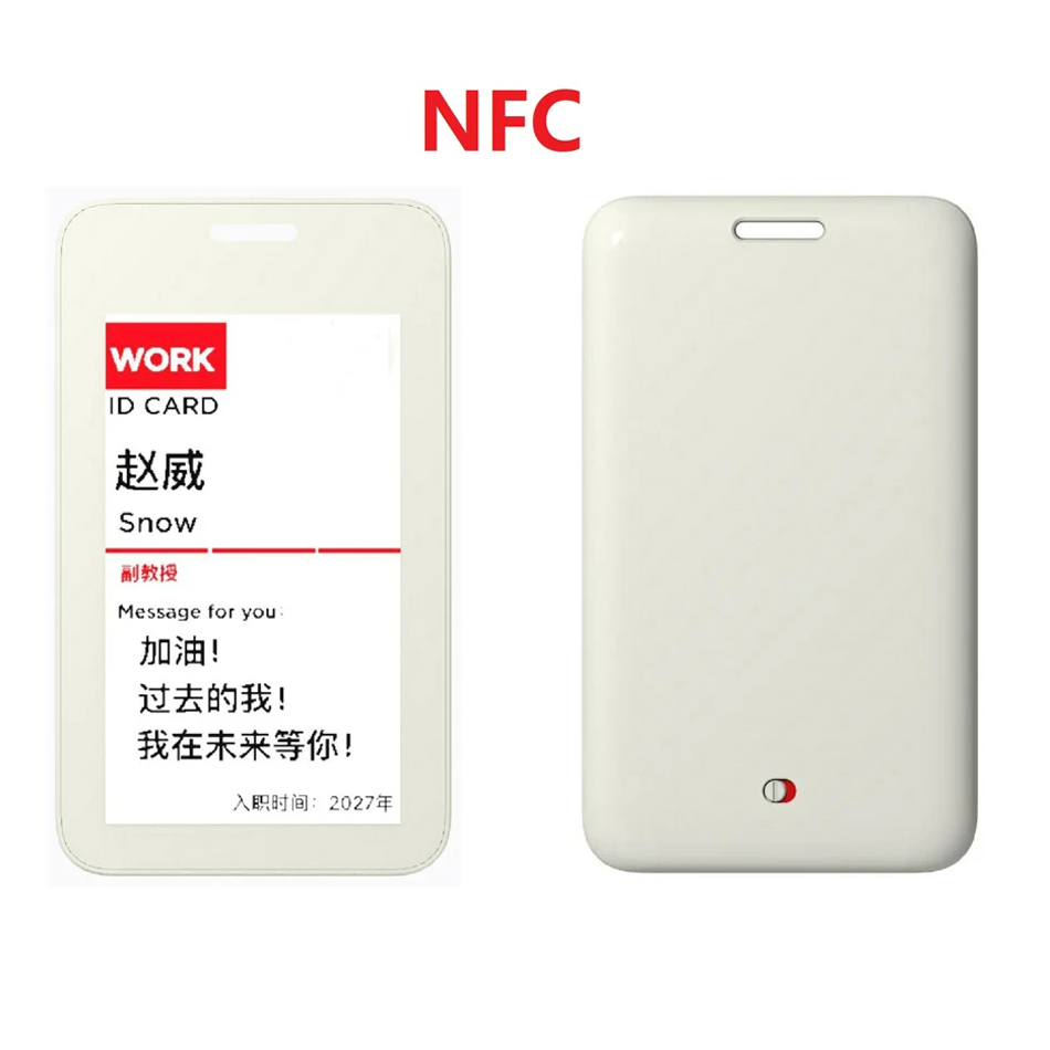 3.7 Inch Eink Batteryless NFC Epaper ESL Label Work ID Card E-ink Officer Badge Electronic Nameplate Digital Name Display Tag