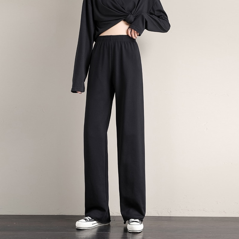 Women's pants female streetwear joggers oversize high waisted Korean style Fashion wide leg sweatpants baggy. 