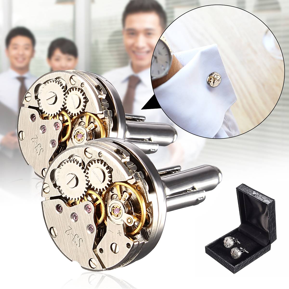 【Funny Bunny Toy Store】Deluxe Watch Mens Vintage Shape Cufflinks & Elegant