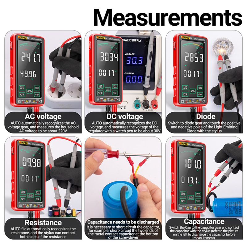 ANENG 683 Smart Multimeter High-End Touch 6000 Counts Multimetro Test Rechargeable Multitester AC/DC Voltage Tester Tool Durable. 