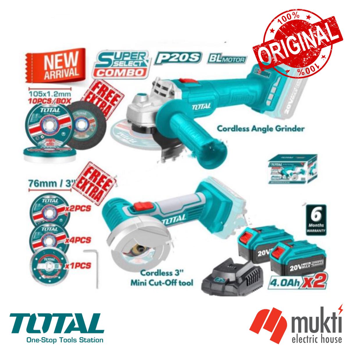 TOTAL 20v Limited edition Cordless BL motor 4 Angle Grinder 3