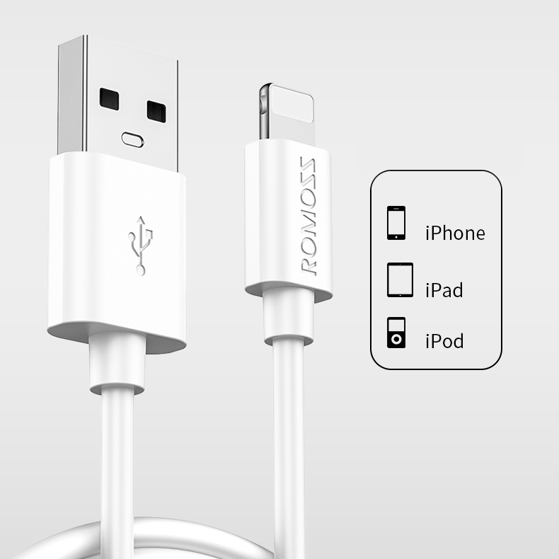 Romoss Lightning Cable For iPhone 2.4A Fast Charging Data Cable iPhone Charger Cord 1M /1.2M /1.8M /2M USB Cable Mobile Phone USB Charging Cord for IOS Devices iPad iPhone X 8 Plus 11- 12 13 14 Pro Max. 