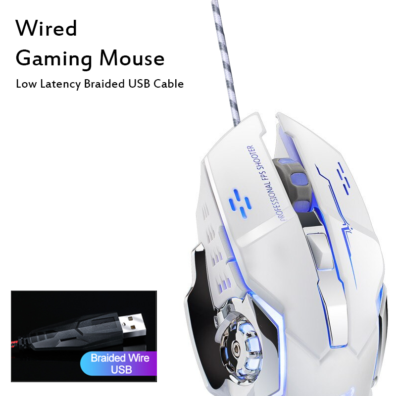 Gaming Mouse With Lighting Twolf V-6 White Mouse - Elevate Your Gaming Setup With Stylish White Mouse. 