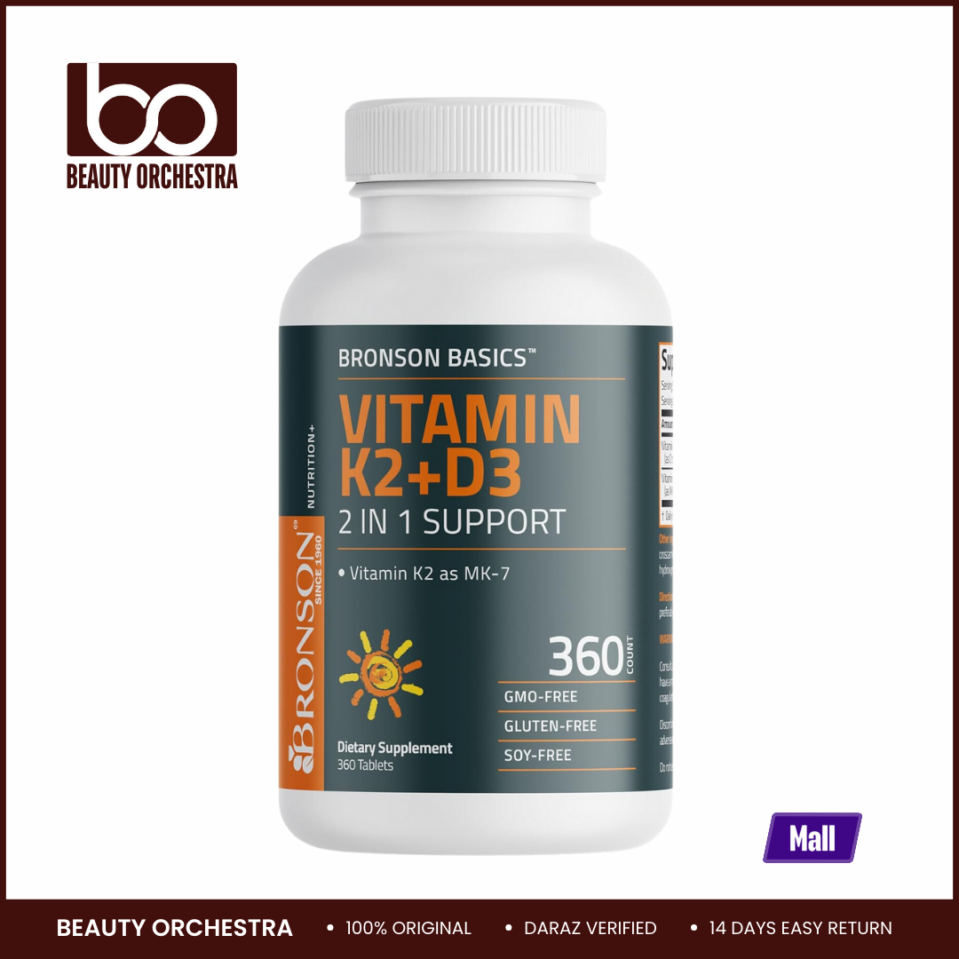 Bronson Basics Vitamin K2+D3 (MK7) Supplement - 360 Tablets