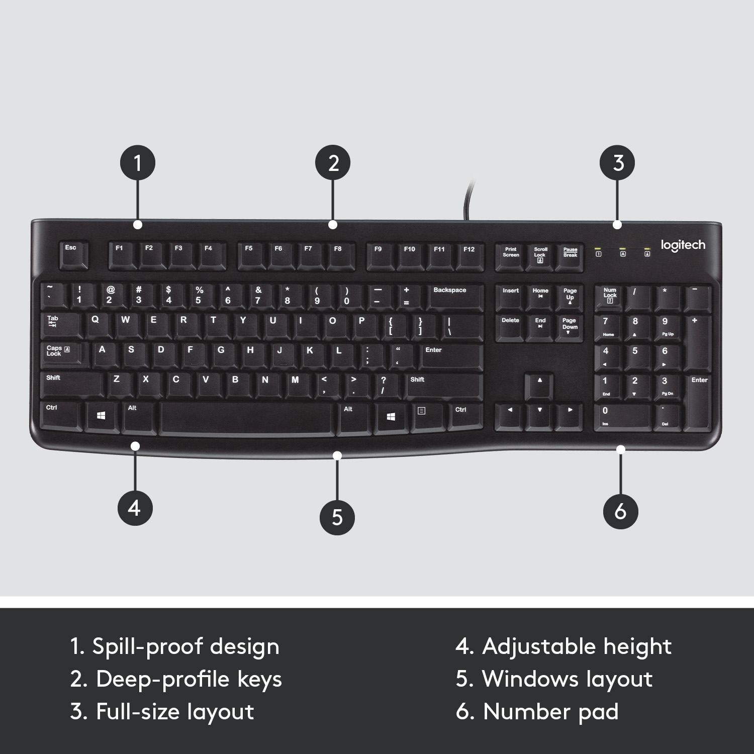 Logitech K120 Wired Keyboard for Windows, USB Plug-and-Play, Full-Size, Spill Resistant, Curved Space Bar PC/Laptop - Bangla Layout. 