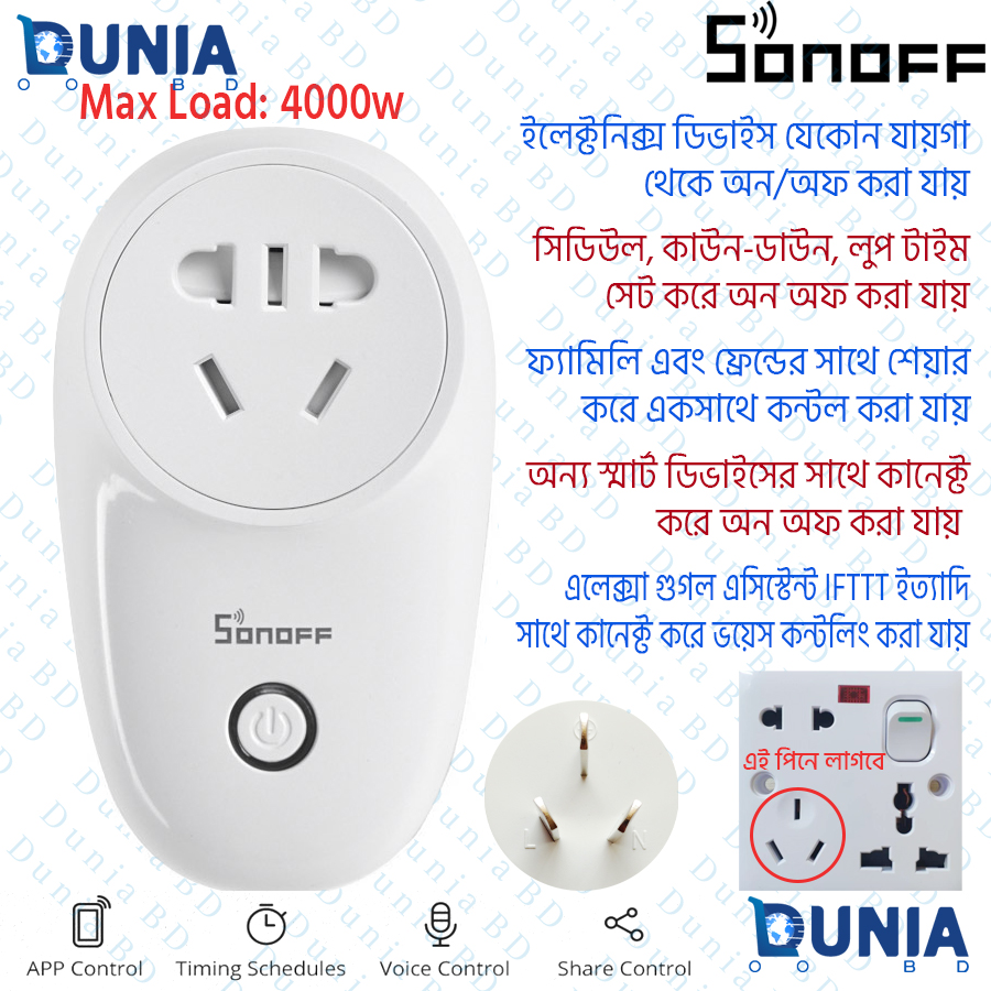 SONOFF S26 R2 WiFi Smart Plug Wireless Wifi Outlet Socket Remote Control Wall Plug Alexa Google. 