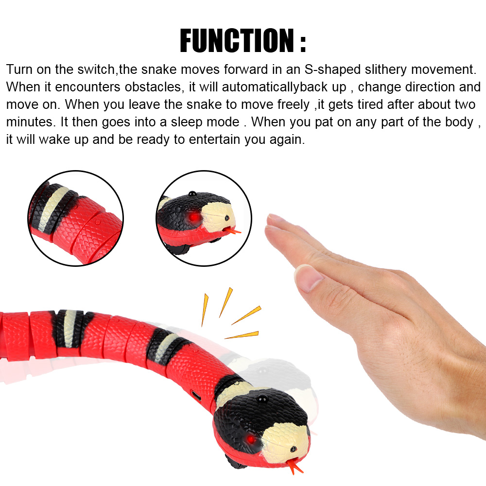 Smart Sensing Interactive Kitten Toy for Dogs Pet Cat Toys Teasering Play Automatic Electronic Snake USB Rechargeable. 