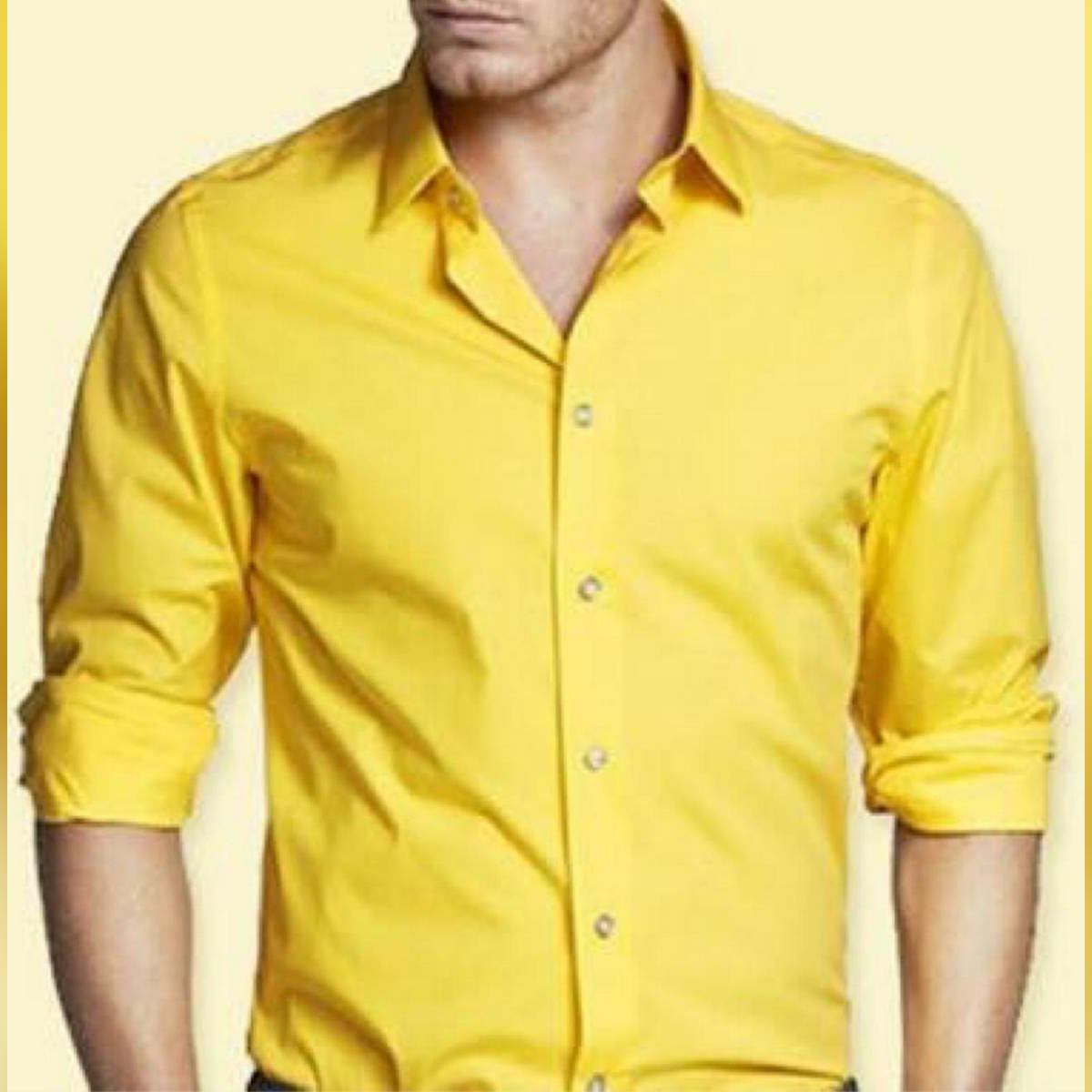 Мужская рубашка лимонного цвета