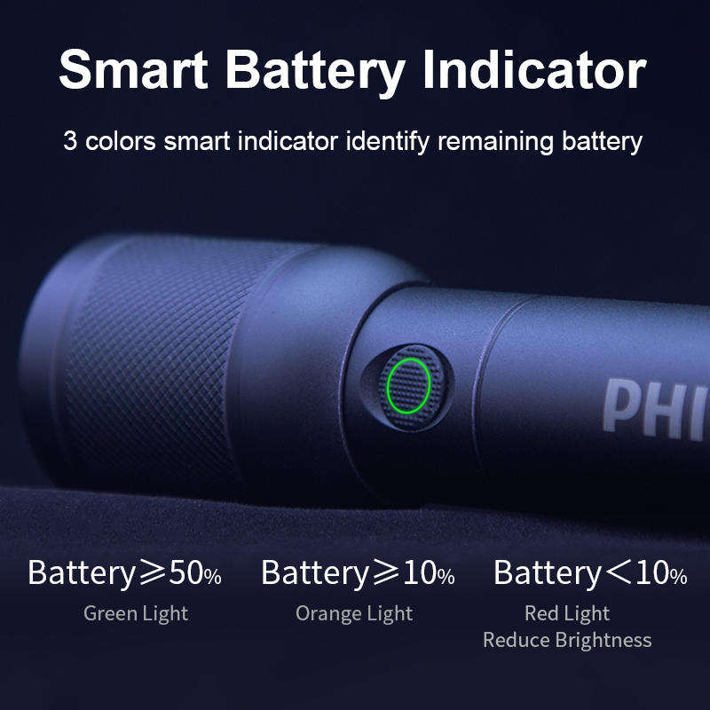 Philips SFL6168 Zoom Flash-light torch light with USB Charging 18650 Portable Flash-lights Rechargeable Lamp for Camping. 