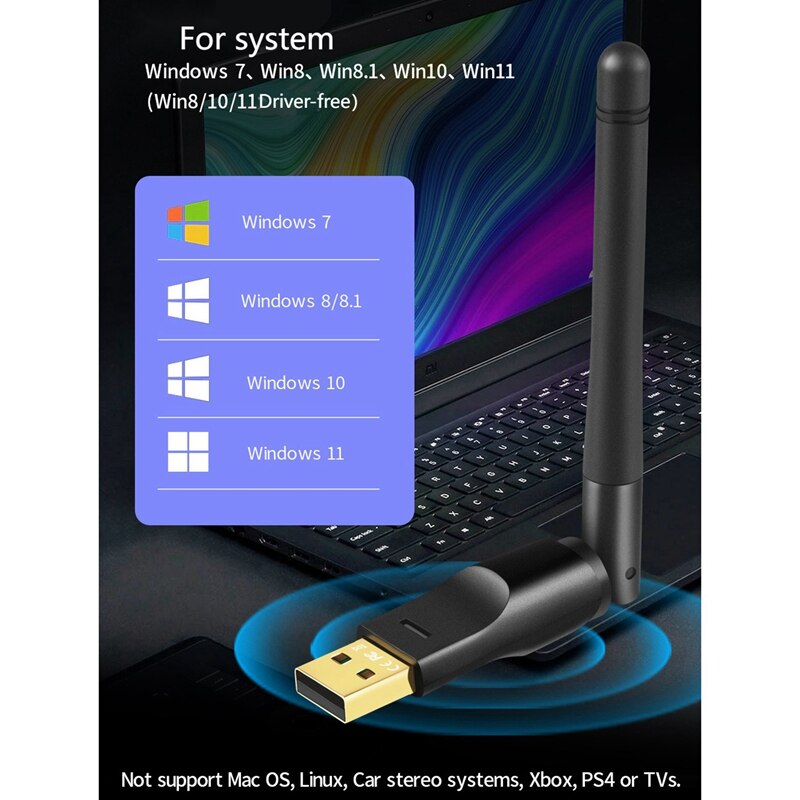 Power Class 1 Bluetooth Adapter,Bluetooth Receiver Transmitter,Driver-Free For Win8 Or Above,Transmission Distance 100 M. 