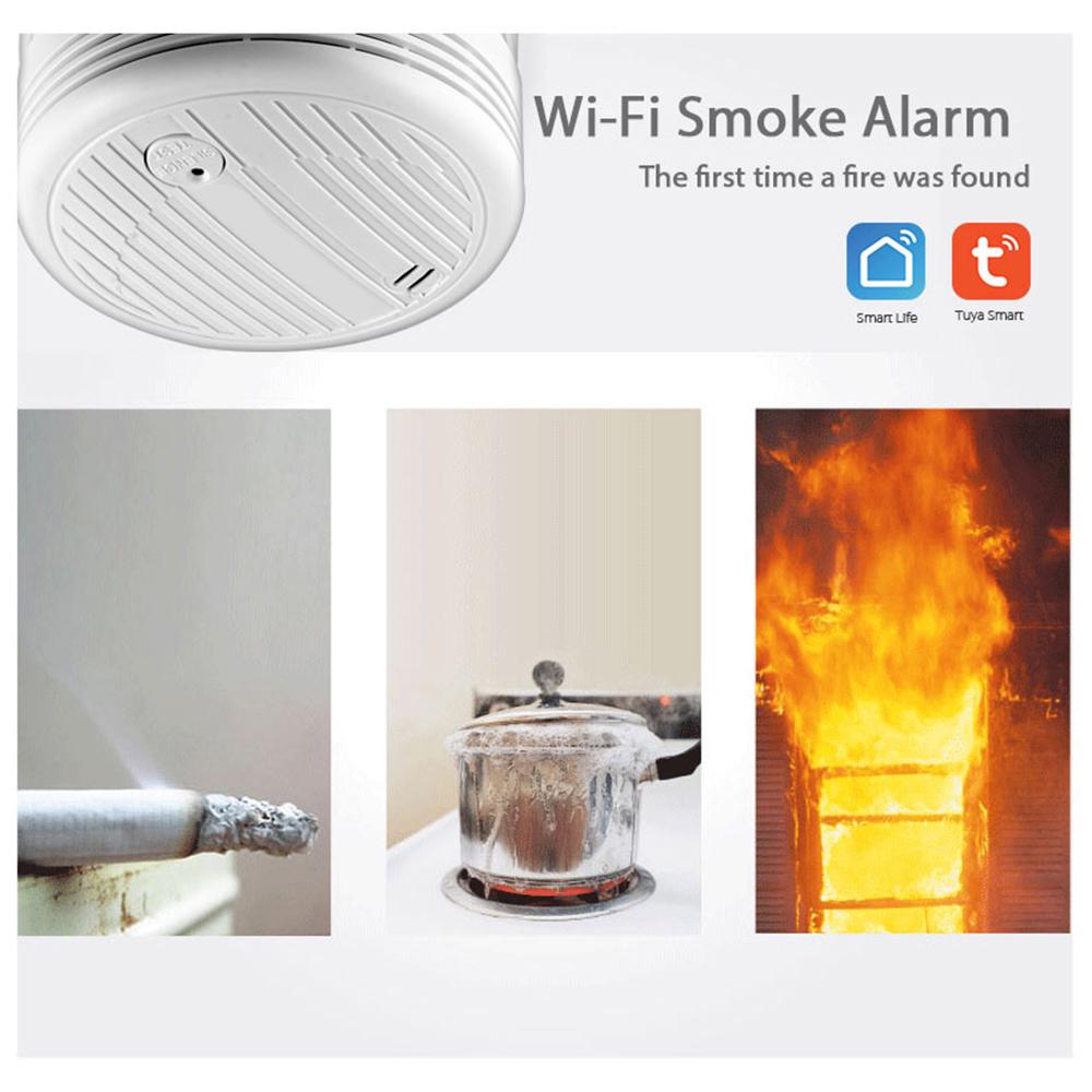 Wifi Smart Smoke Detector Fire Alarm Sensor Wireless Security System Smart Life Tuya APP Control. 