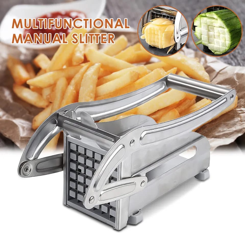Commercial Stainless Steel 2-Blade French Fry Cutter Machine, Potato Chipper, Fries Slicer, Multi-Function Home Potato Chopper for Vegetable, Fruit. 
