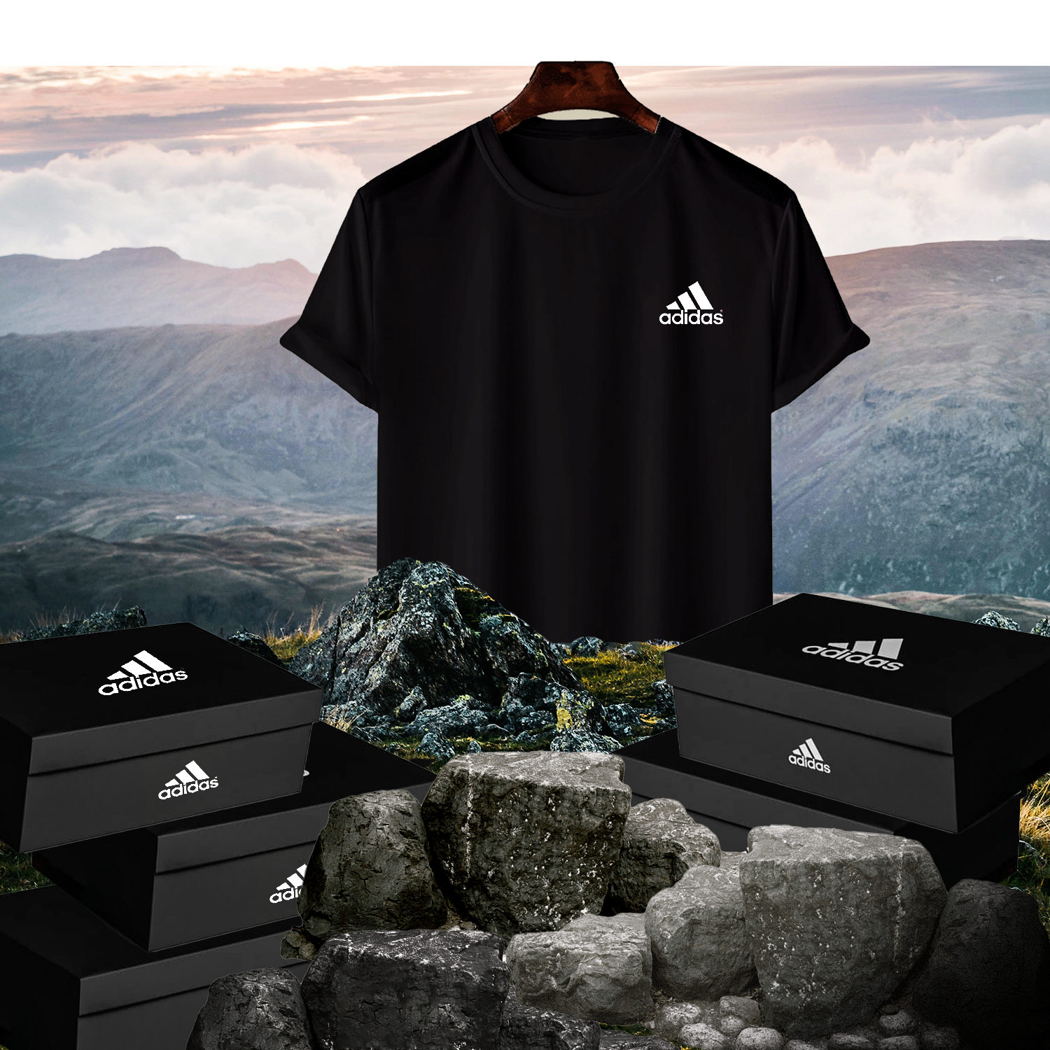 Adidas Black T Shirt For Men s Premium Black T shirt with BOX