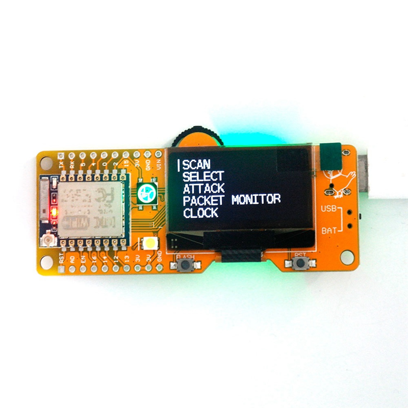 JAERBEE 2.4GHz WiFi Deauther MiNi V3 ESP8266 Development Board Deauther Software with 1.3Inch OLED Development Board. 