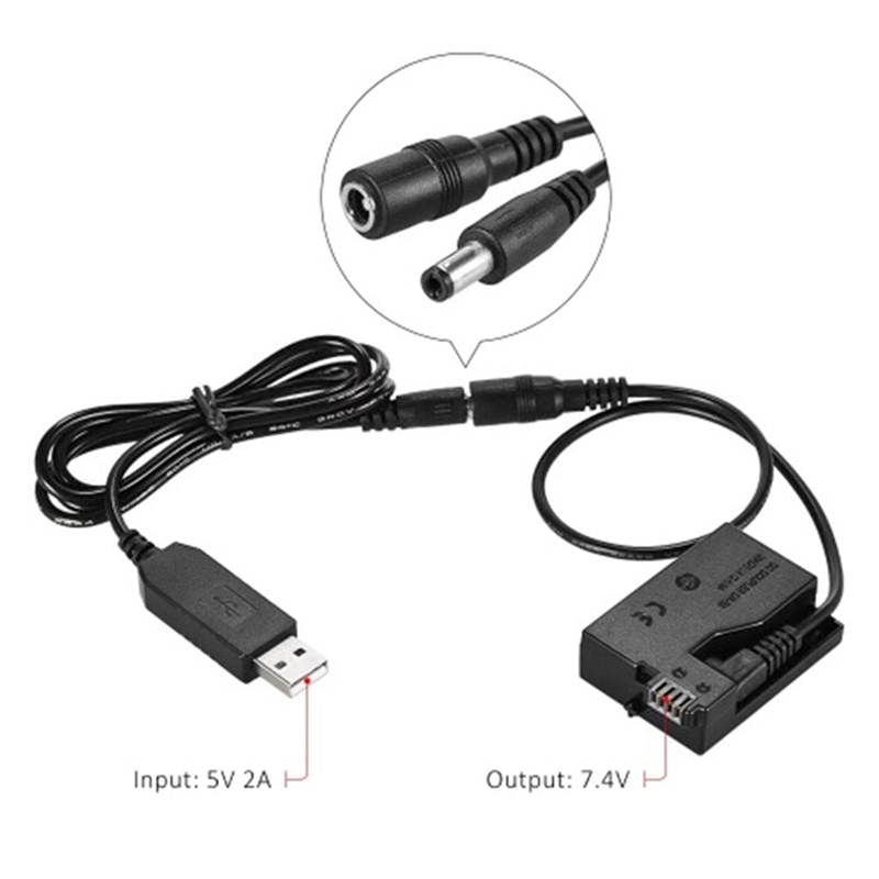 DR-E8 Dummy Battery Coupler USB Adapter Cable Component for LP-E8 for Canon EOS 550D 600D 650D 700D DSLR Cameras. 