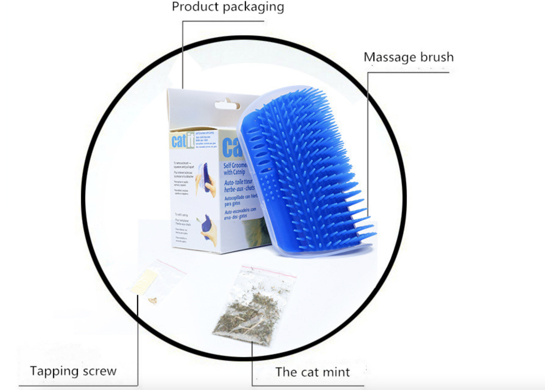 Catit Self Groomer with Catnip Wall Corner Groomers Soft Grooming Brush Massage Combs for Cat With Catnip Cat Self Groomer. 