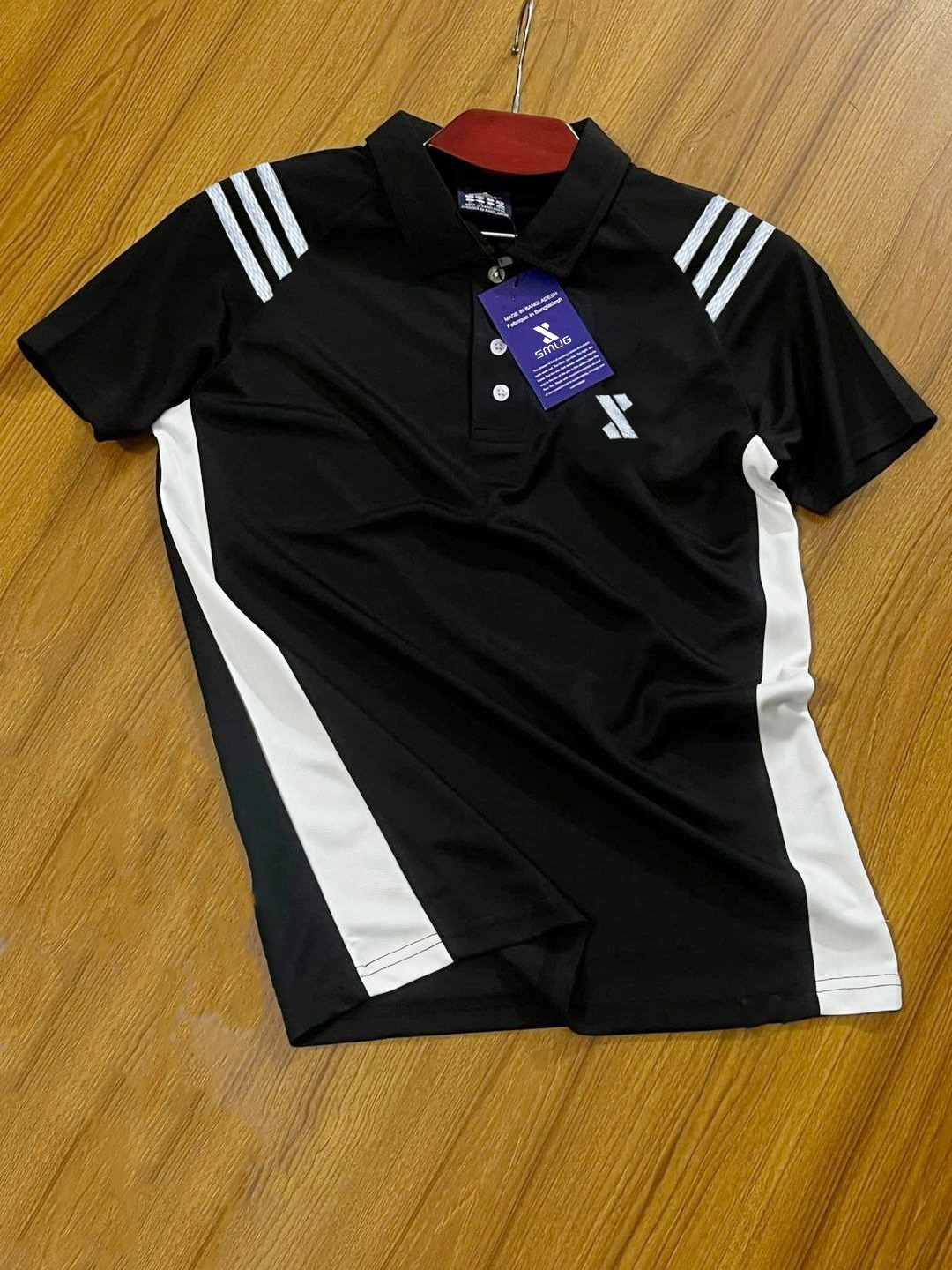 SMUG Premium Elite Edition Contrast Polo - soft touch and comfortable for day-long usage-Black
