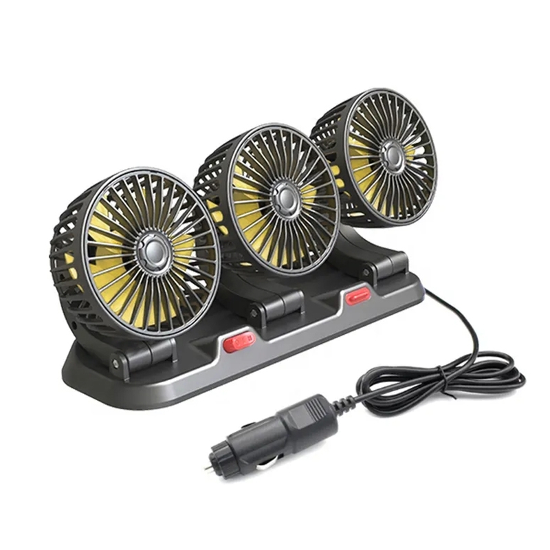 F4310 360-Degree Rotating Adjustable Car Three-Head Fan, Style:12V Cigarette Lighter F4310 12V Cigarette Lighter