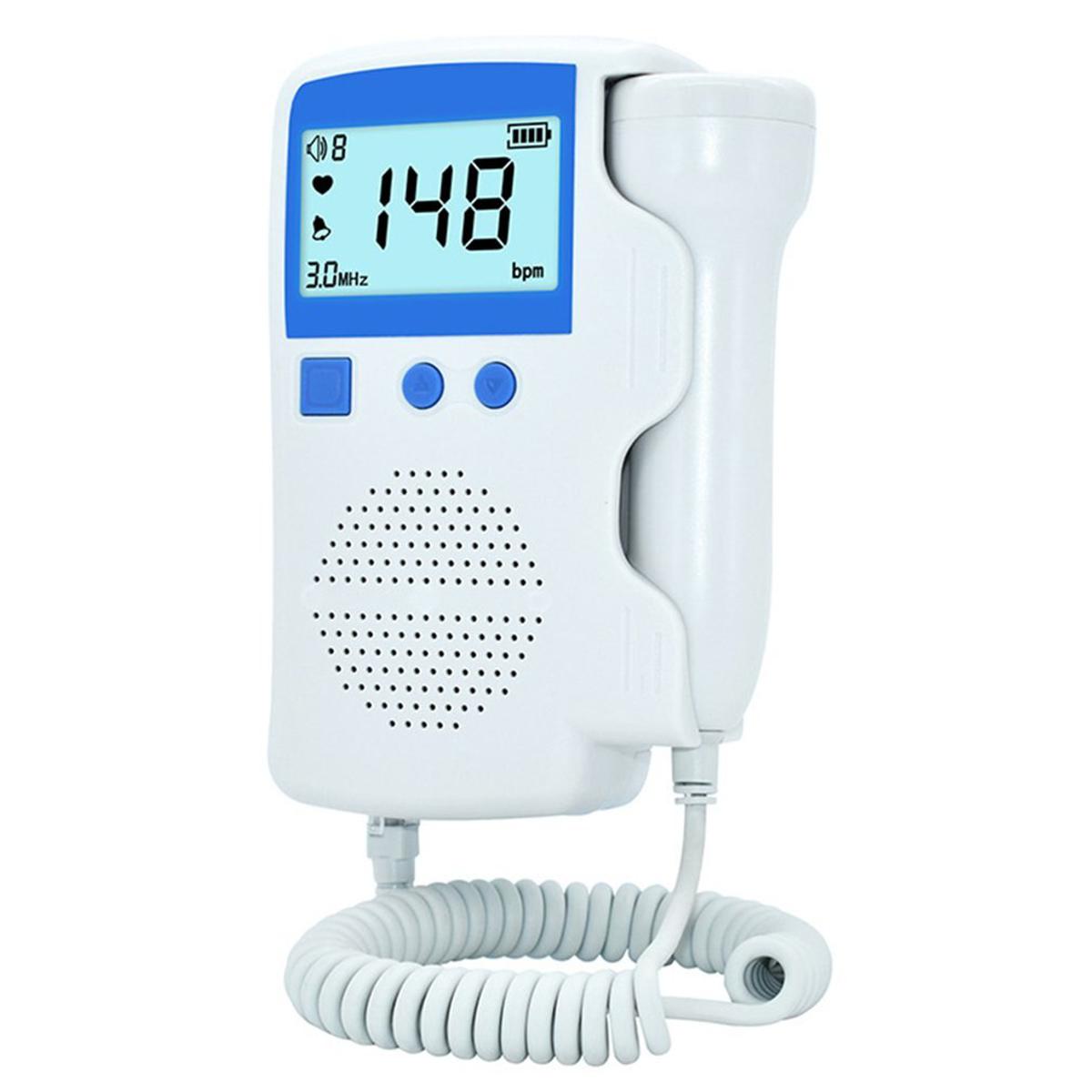 Professional Safe Fetal Doppler 3MHz Probe Heart Beat Monitor Backlight LCD Display Fetal Sound Heart Rate Detector No Radiation