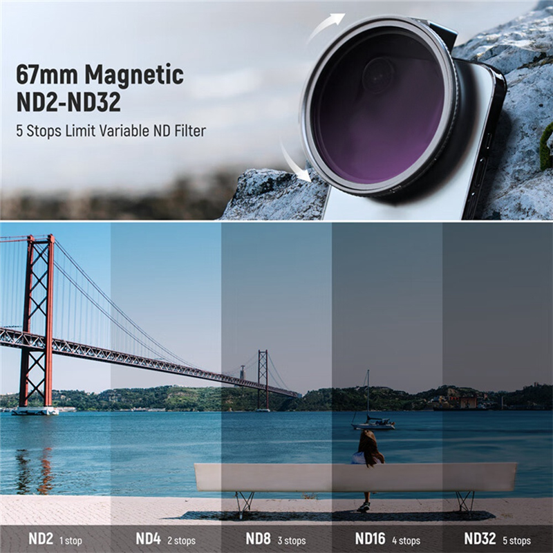 Clip on 67mm ND2-32 Filter Adapter Ring Magnetic Filter for 15 14 13 Pro Max S22 S23 Ultra. 