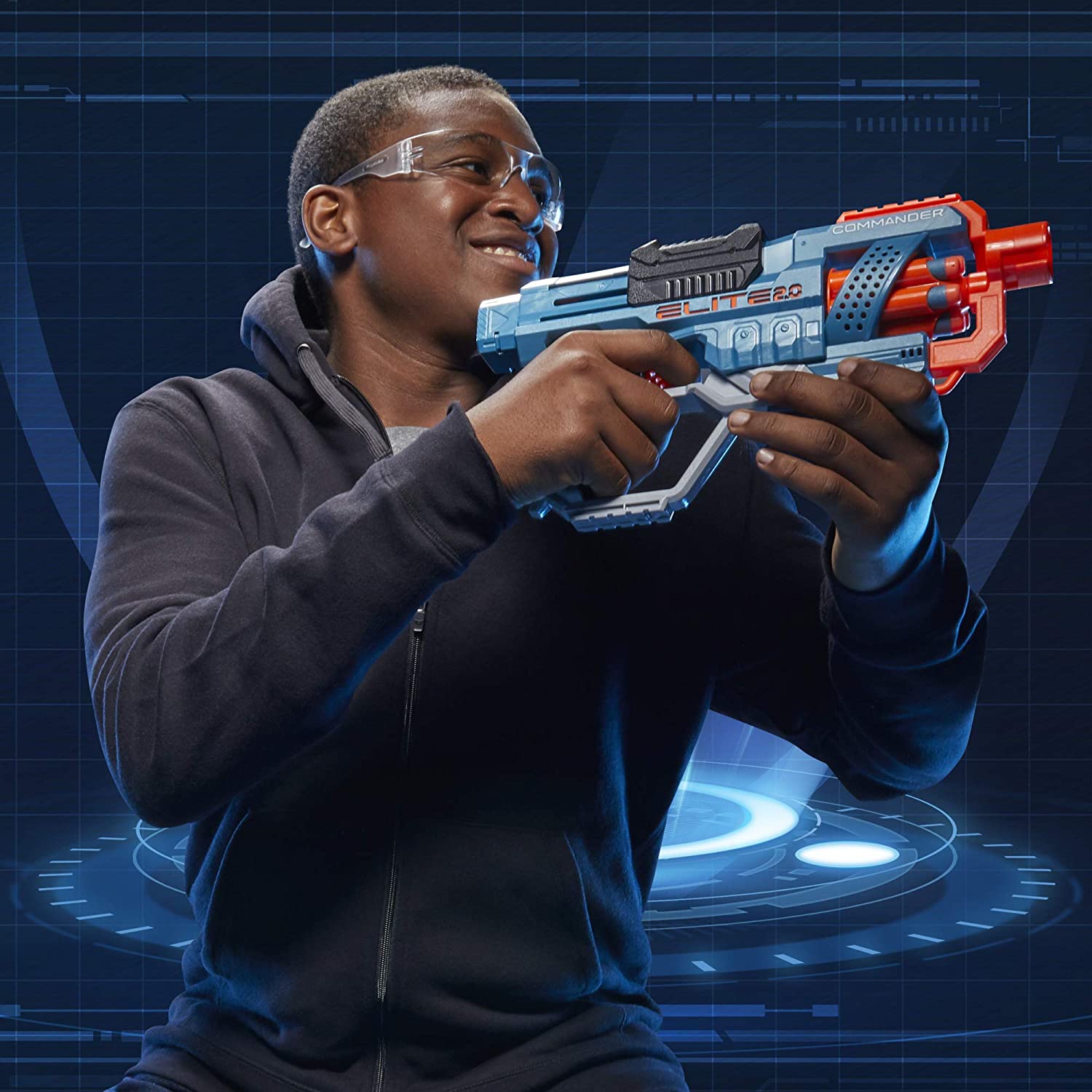 NERF Elite 2.0 Commander RD-6 Blaster, 12 Official Darts, 6-Dart Rotating Drum, Tactical Rails, Barrel, and Attachment Points. 