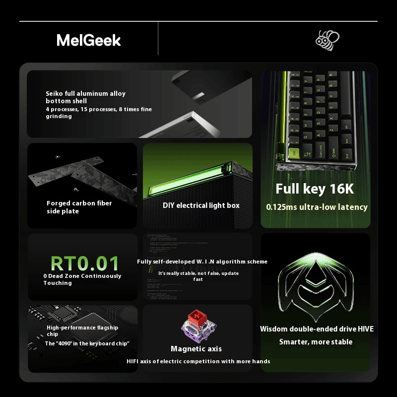 Melgeek Made68 Ultra Keyboard E-Sport Dual-8K Scanning Rate with 8K Polling Rate CNC Aluminium 0.01mm RT SOCD DKS Snap Tap RGB. 