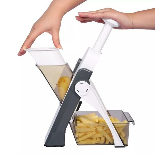 ONCE FOR ALL Safe Mandoline Slicer 5 in 1 Vegetable Cutter, Strips Julienne Dicer Adjustable Thickness 0.1-8 mm for Kitench Fast Meal Prep. 