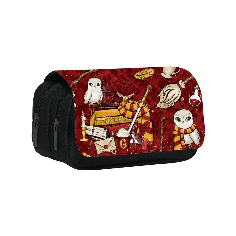 Harry Potter Pencil Case Double-Layer Large Capacity Multifunctional Zipper Pencil Case Student Pencil Case Pencil Case Printing Stationery Case. 