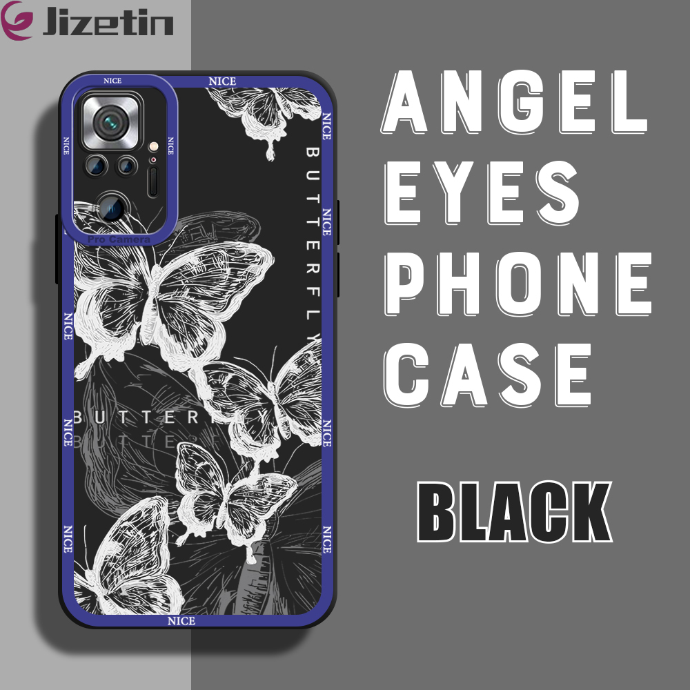Jizetin for Redmi Note 10 Pro / Note 10 Pro Max Back Cover Butterfly Drawing Lens Full Protection Frame Phone Case Soft TPU Shockproof Mobile Phone Cases