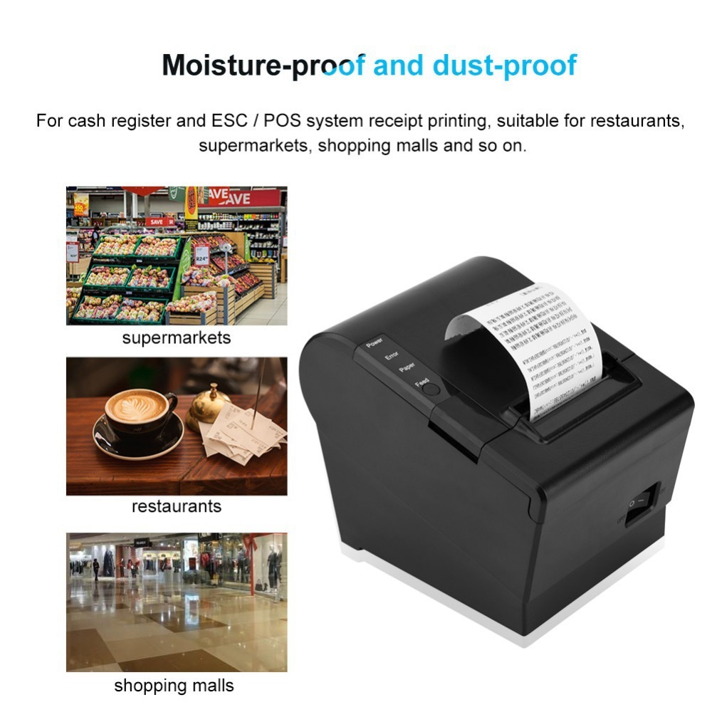3-inch Receipt POS Printer with Auto Cutter | Desktop Direct Thermal Printer (80mm) | Bluetooth USB Connectivity | High-Speed Printing | Compatible with ESC/POS for Retail Stores, Grocery Stores, Clothing Shops, Supermarket, Cafe. 