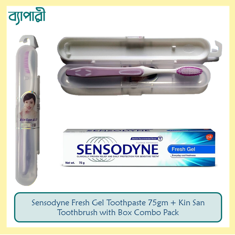 Senso Fresh Gel Toothpaste 75gm + Kin San Toothbrush with Box Combo Pack. 