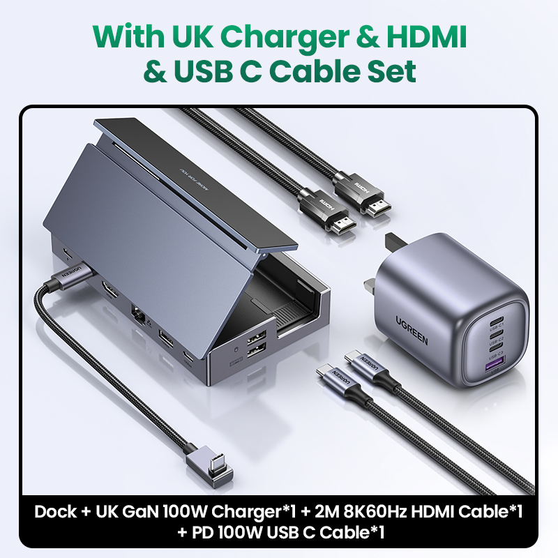 UGREEN Steam Deck Dock 4K60Hz 9 Ports RJ45 PD100W USB C HUB Compatible with Steam Deck ROG Ally LEGION Go iPhone 15 Pro/Pro Max. 