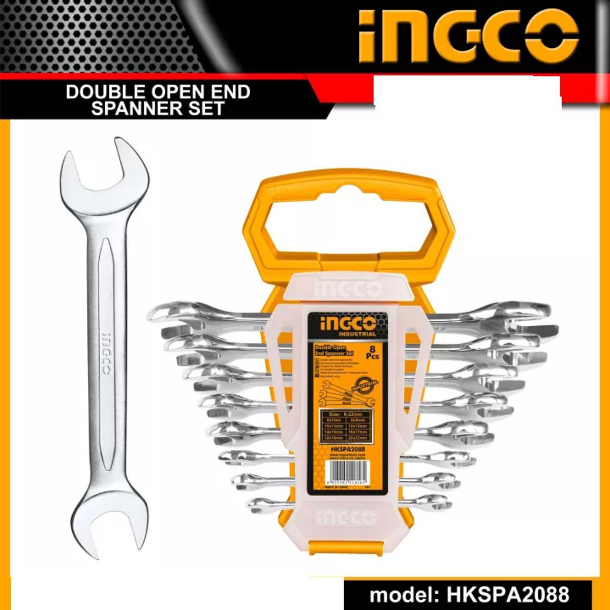 DOUBLE OPEN END SPANNER SET- 8 pcs 6-22mm INGCO-HKSPA2088