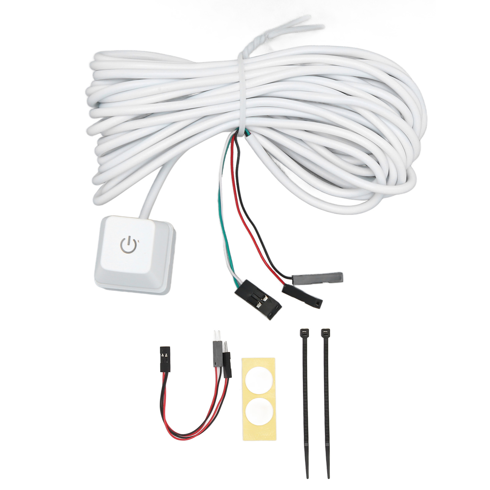 PC Power Switch White Mechanical Key Blue Switch Backlit Plug and Play PC Power Button for Desktop Office Gaming Colorful Light 13.1ft Cable. 