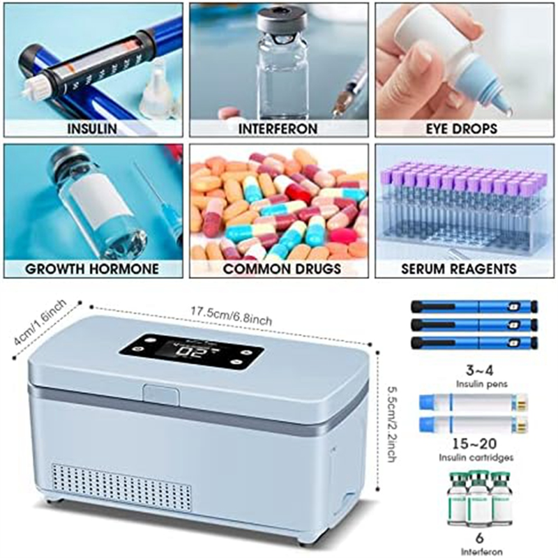 Insulin Cooler Case Insulin Cooler Box Medicine Cooler with Durable Battery, Adjustable Temperature Suitable for Long Flight US Plug. 