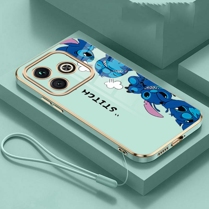 Tecno Spark GO 2024 Casing Cartoon Monsters Mobile Case Big Eyes Stitch Straight Edge Full Camera Protected Cover. 