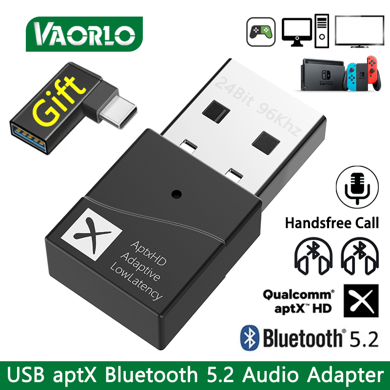 TX40 USB Bluetooth 5.2 Transmitter AptX 24Bit Low Latency Adaptive Wireless Audio Adapter Handsfree Call For TV PC Laptop PS4/5