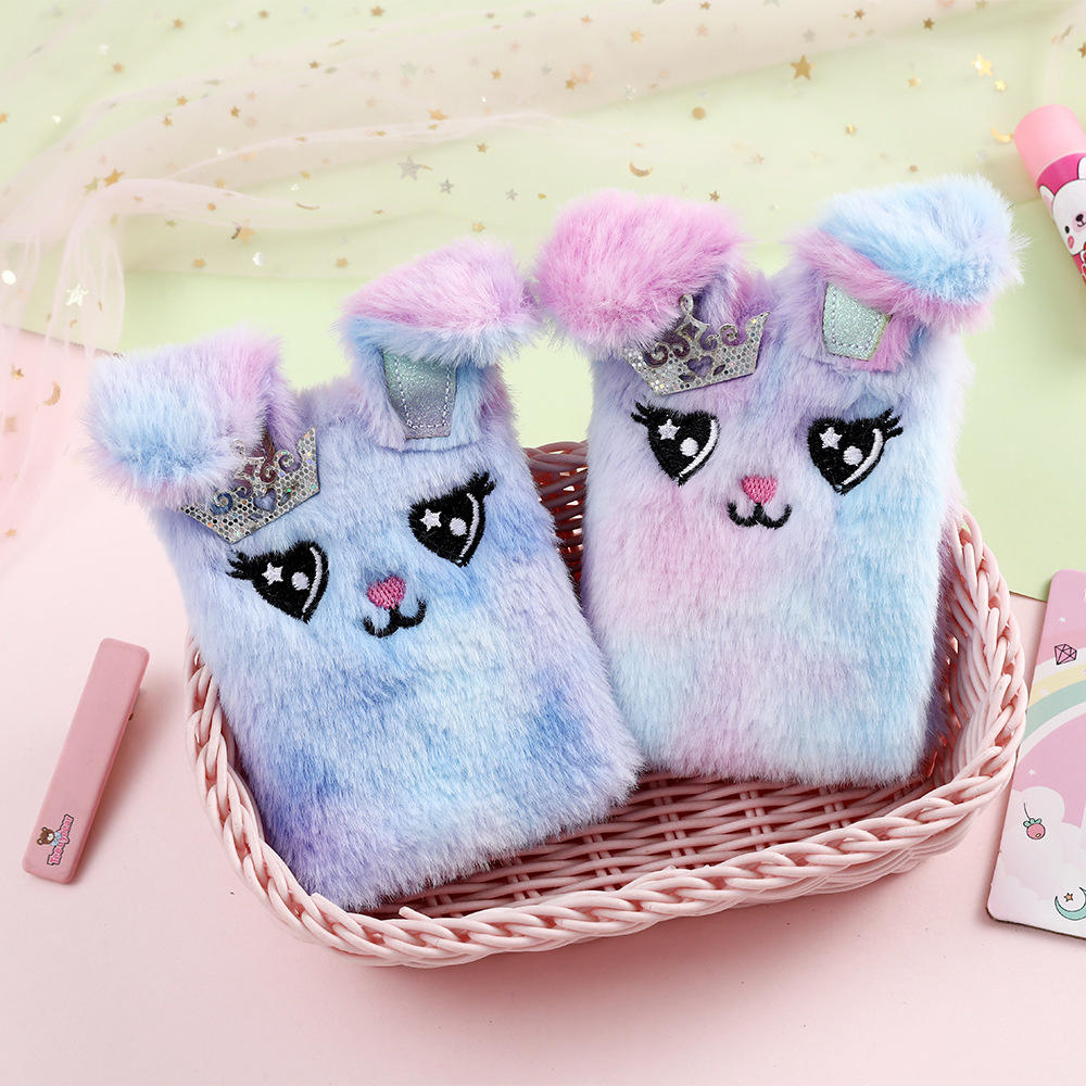 Kawaii design Bunny plush diary Decorative packaging Compact size Cartoon notebook Multiple colors Soft material Portable notepad for School Office Daily planning Writing journal Gift idea. 