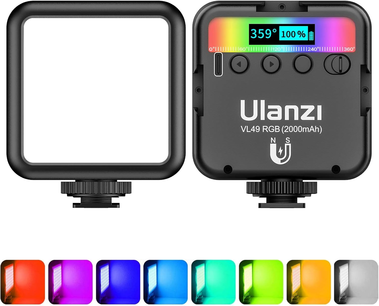 Ulanzi VL49 RGB LED Fill Light Mini Portable Multi-Function 2500K-9000K Pocket Camera Fill Light Live Photography Lighting. 